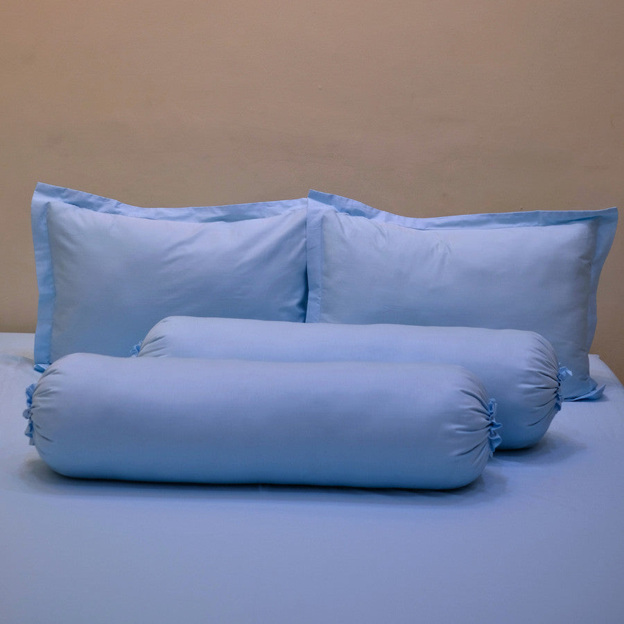 Sleep Buddy Set Sprei Plain Series Spun Blue Cotton Sateen