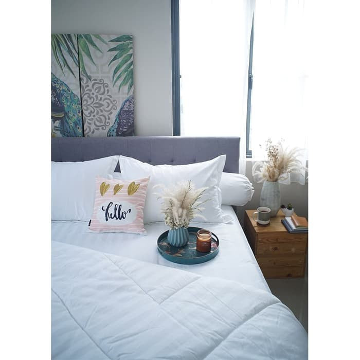 Sleep Buddy Set Sprei Dobby Garis Jacquard Cotton
