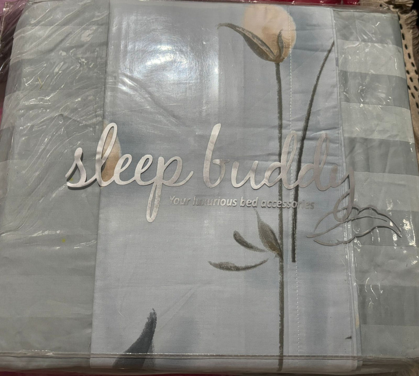 Sleep Buddy Set Sprei Tulip Blue Jacquard Lyocell