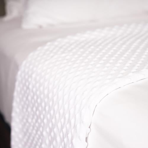 Knitting Throwblanket Minky White