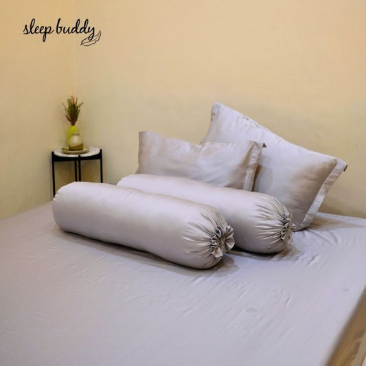 Sleep Buddy Set Sprei Plain Silver Jacquard Lyocell