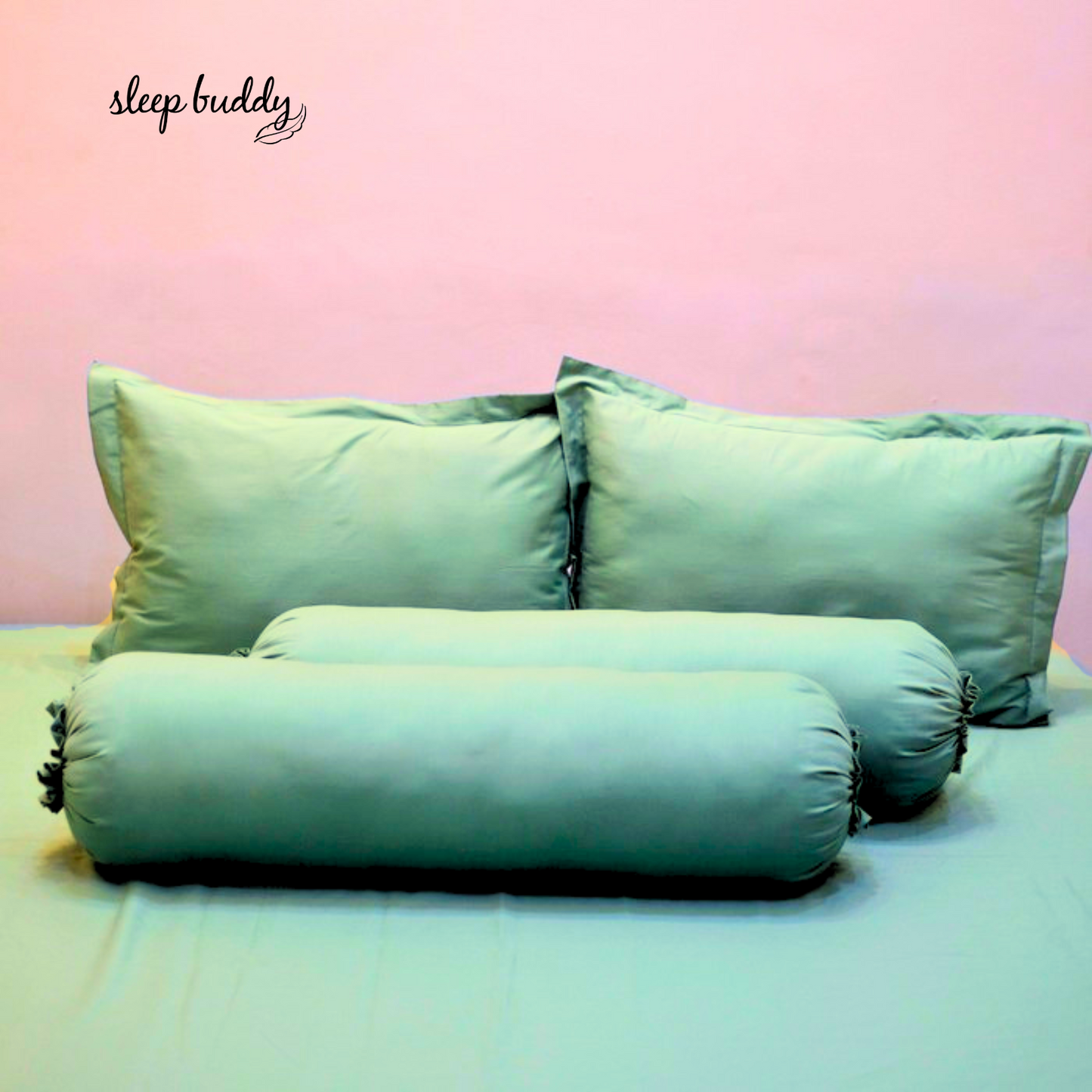Sleep Buddy Set Sprei Plain Series Jungle Green Cotton Sateen