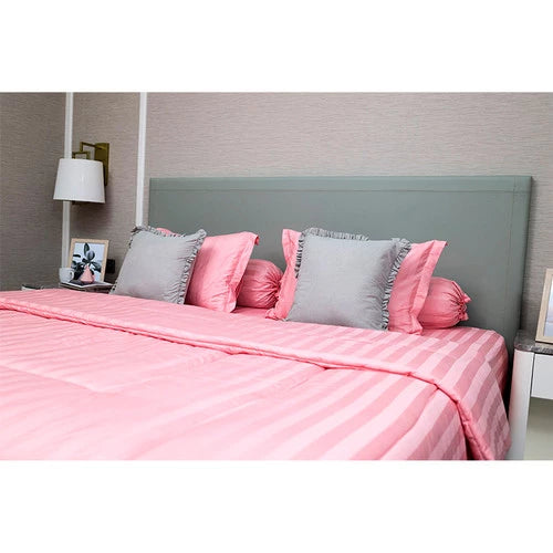 Sleep Buddy Set Sprei Salur Pink Cherry Jacquard Lyocell