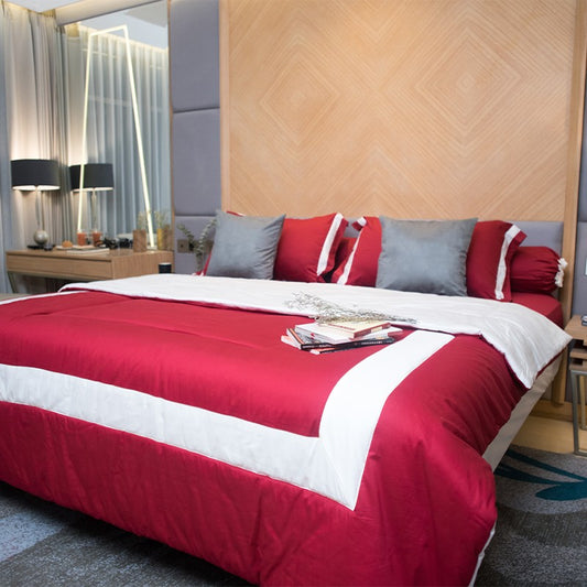 Sleep Buddy Set Sprei Morgan Red Cotton Sateen