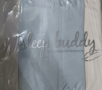 Sleep Buddy Set Sprei Plain Series White Combination Blue Cotton Sateen
