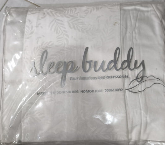 Sleep Buddy Set Sprei Leafly White Jacquard Lyocell