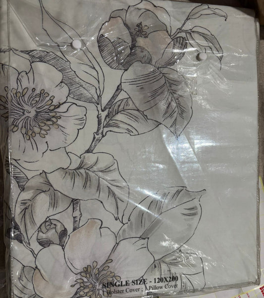 Sleep Buddy Set Sprei White Cartoon Flower Lyocell 60s