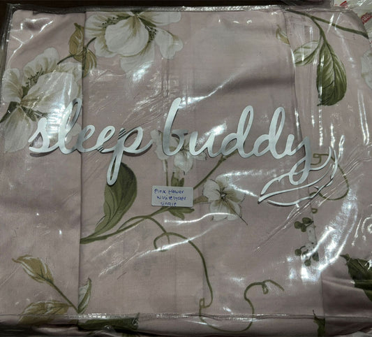 Sleep Buddy Set Sprei Pink Flower White Lyocell 60s