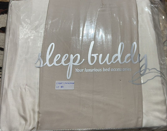 Sleep Buddy Set Sprei Cream Grey White Cotton Sateen