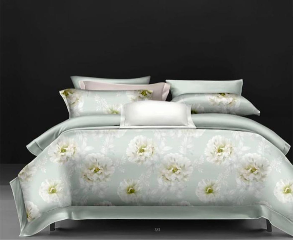 Sleep Buddy Bed Cover Blue White Flower Lyocell