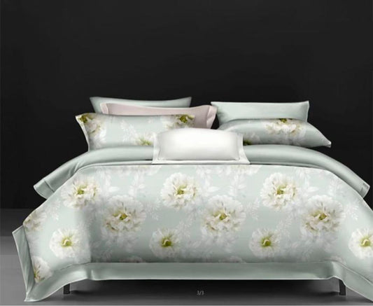 Sleep Buddy Bed Cover Blue White Flower Lyocell