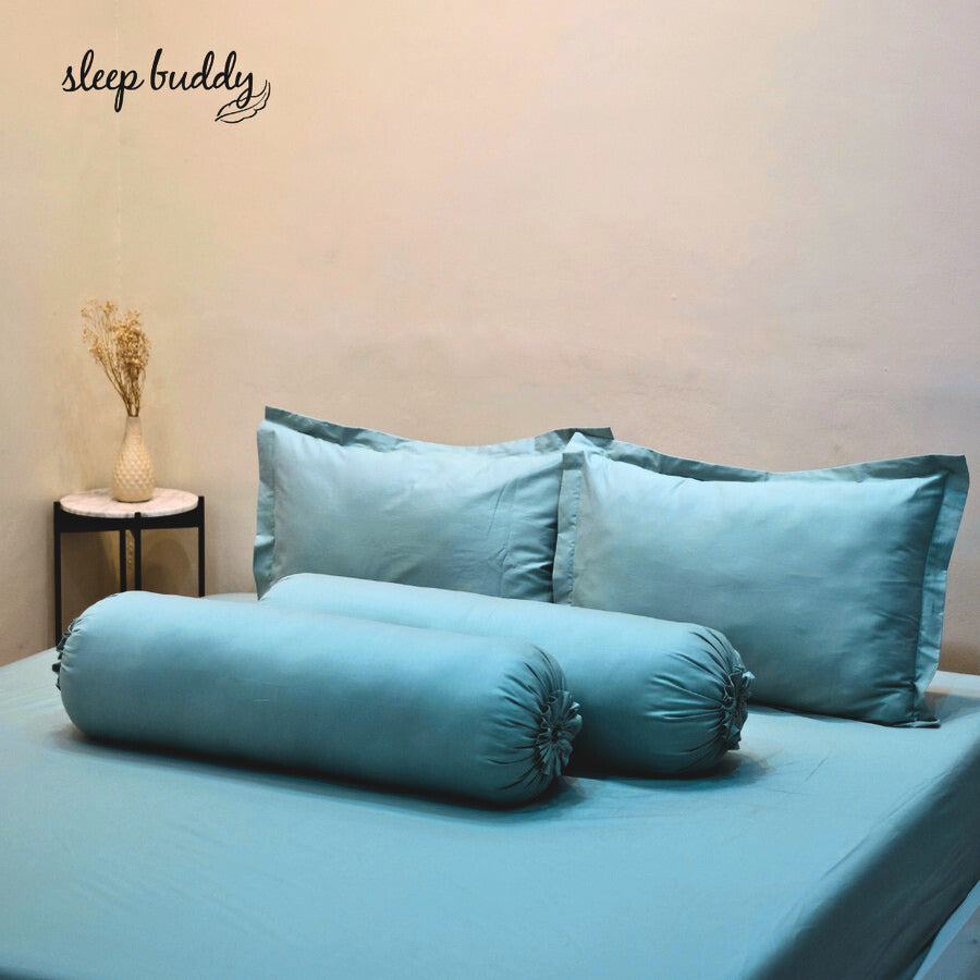 Sleep Buddy Set Sprei Plain Series Teal Cotton Sateen