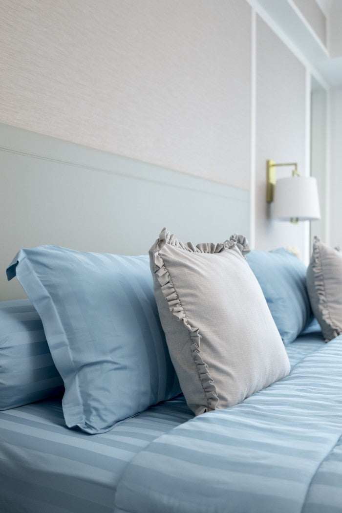 Sleep Buddy Set Sprei Med Blue Salur Jacquard Lyocell