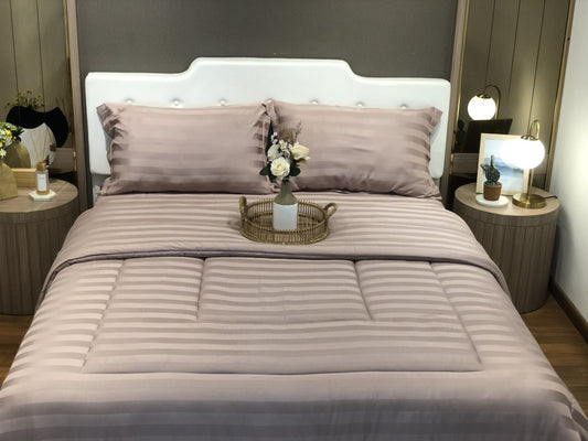 Sleep Buddy Set Sprei Mocca Salur Jacquard Lyocell