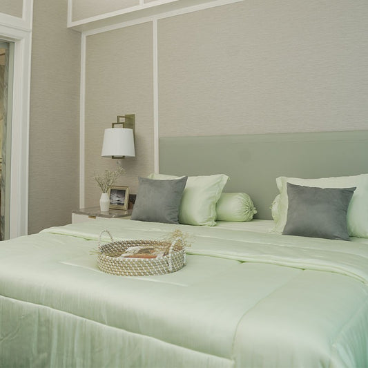 Sleep Buddy Set Sprei Light Green Jacquard Lyocell